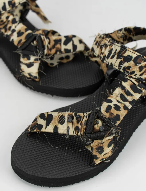Sandalo tacco 1 cm multicolor tessuto