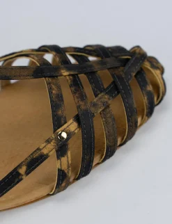 Sandalo tacco 1 cm multicolor raso