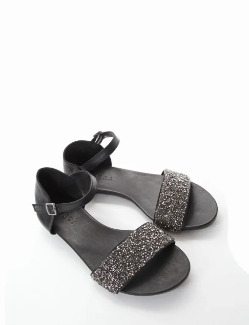 sandalo tacco 1 cm nero