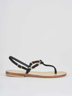 Sandalo tacco 1 cm nero camoscio