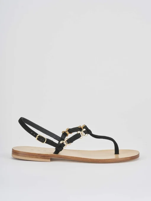 Sandalo tacco 1 cm nero camoscio