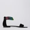 Sandalo tacco 1 cm nero camoscio