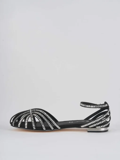 Sandalo tacco 1 cm nero camoscio