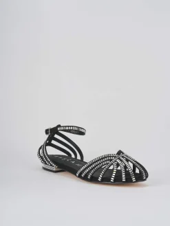 Sandalo tacco 1 cm nero camoscio