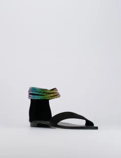 Sandalo tacco 1 cm nero camoscio