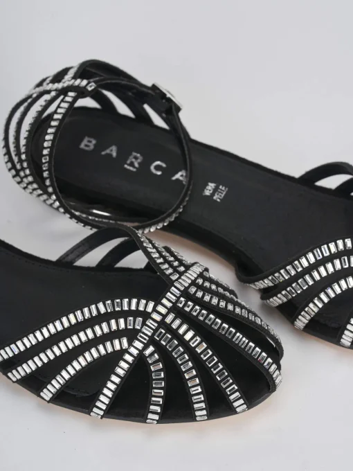 Sandalo tacco 1 cm nero camoscio