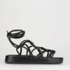 Sandalo tacco 1 cm nero pelle