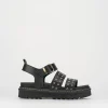 Sandalo tacco 1 cm nero pelle