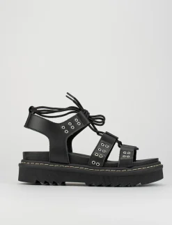 Sandalo tacco 1 cm nero pelle