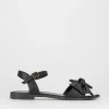 Sandalo tacco 1 cm nero pelle