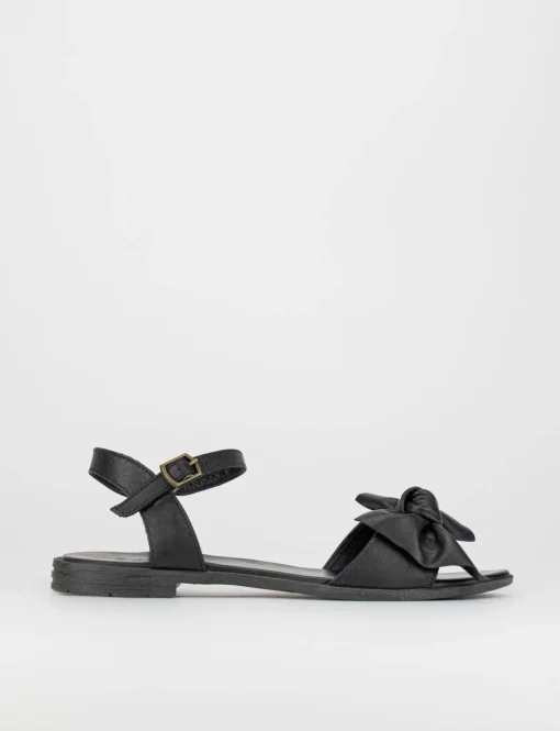 Sandalo tacco 1 cm nero pelle