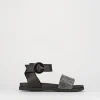 Sandalo tacco 1 cm nero pelle