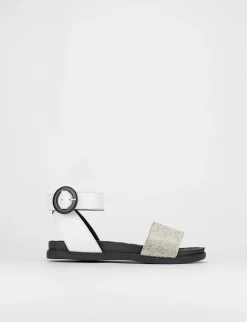 Sandalo tacco 1 cm nero pelle