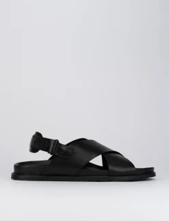 Sandalo tacco 1 cm nero pelle