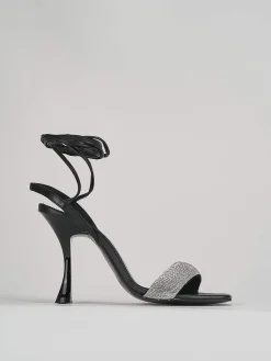 Sandalo tacco 10 cm nero pelle