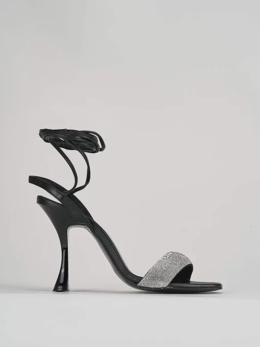 Sandalo tacco 10 cm nero pelle