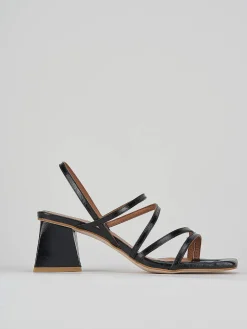 Sandalo tacco 6 cm nero pelle