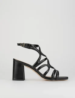 Sandalo tacco 8 cm nero pelle