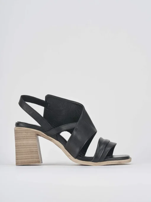 Sandalo tacco 7 cm nero pelle