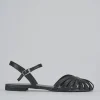 Sandalo tacco 1 cm nero pelle