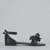 Sandalo tacco 1 cm nero pelle