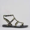 Sandalo tacco 1 cm nero pelle