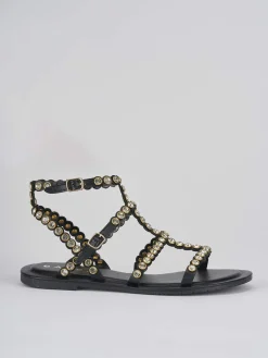 Sandalo tacco 1 cm nero pelle