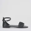 Sandalo tacco 1 cm nero pelle