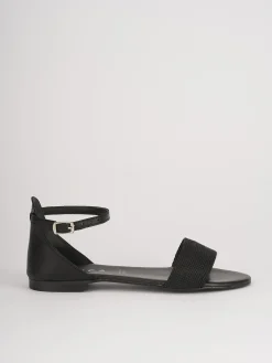 Sandalo tacco 1 cm nero pelle