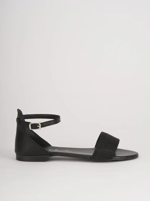 Sandalo tacco 1 cm nero pelle