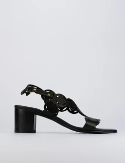 Sandalo tacco 5 cm nero pelle