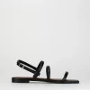 Sandalo tacco 1 cm nero pelle