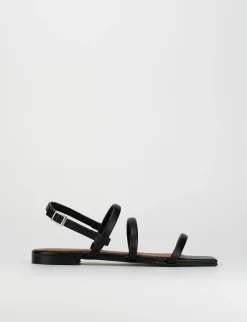 Sandalo tacco 1 cm nero pelle