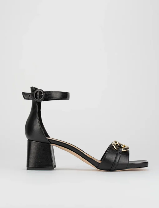 Sandalo tacco 6 cm nero pelle