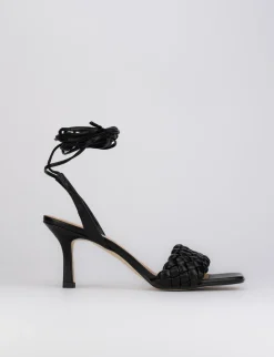 Sandalo tacco 8 cm nero pelle