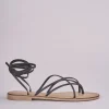 Sandalo tacco 1 cm nero pelle
