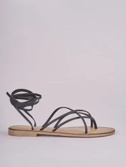 Sandalo tacco 1 cm nero pelle
