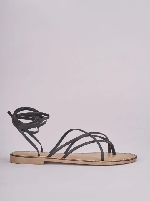 Sandalo tacco 1 cm nero pelle