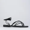 Sandalo tacco 1 cm nero pelle
