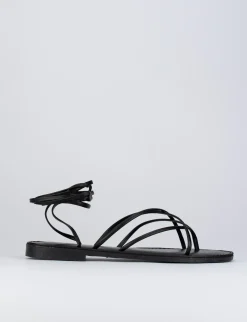 Sandalo tacco 1 cm nero pelle