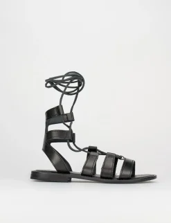 Sandalo tacco 1 cm nero pelle