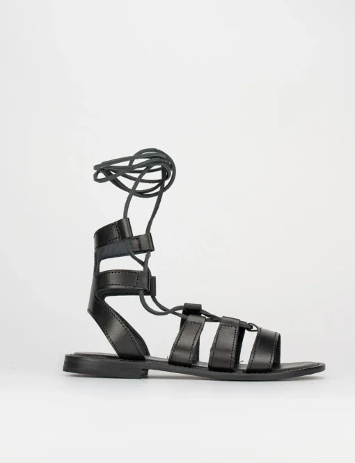 Sandalo tacco 1 cm nero pelle
