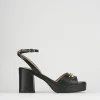 Sandalo tacco 7 cm nero pelle
