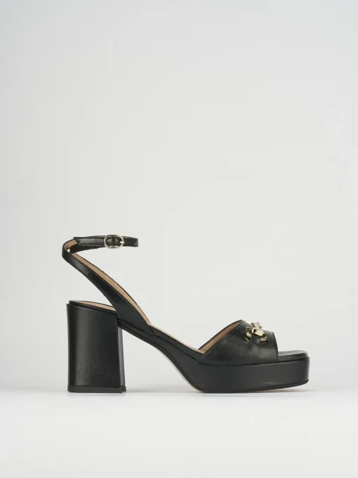Sandalo tacco 7 cm nero pelle