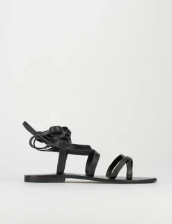 Sandalo tacco 1 cm nero pelle