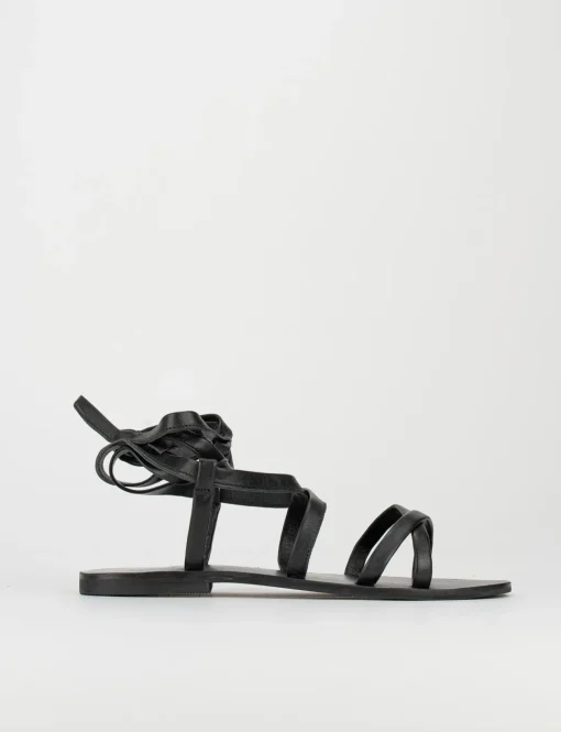 Sandalo tacco 1 cm nero pelle