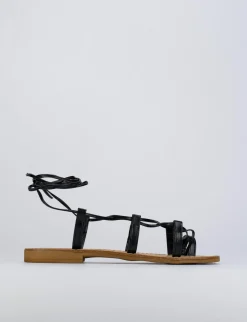 Sandalo tacco 1 cm nero pelle
