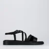 Sandalo tacco 1 cm nero pelle