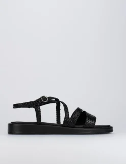 Sandalo tacco 1 cm nero pelle