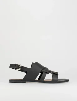 Sandalo tacco 1 cm nero pelle